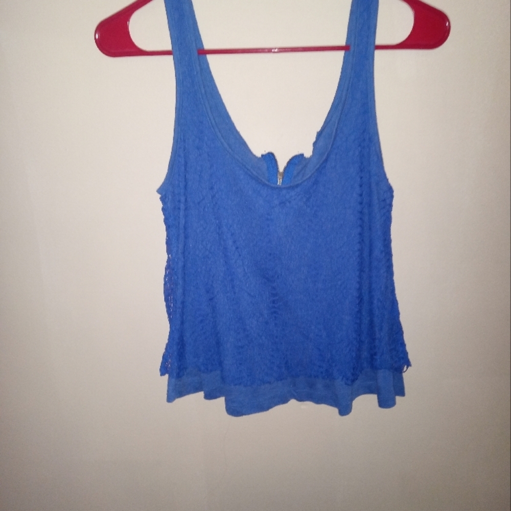 Blue Lace Sleeveless Top